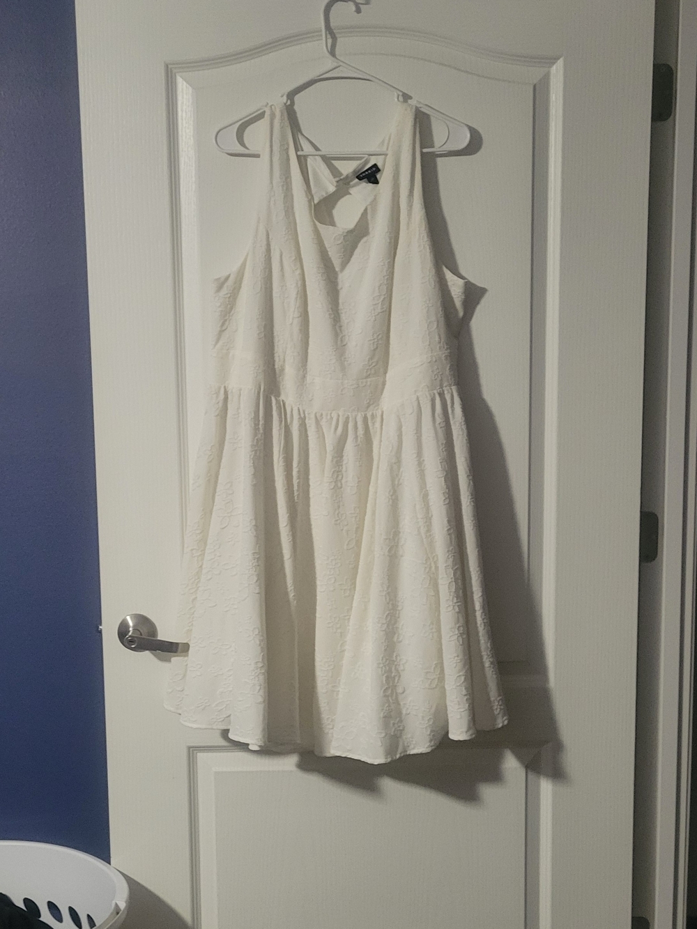 torrid White Textured Floral Fit-and-Flare Dress